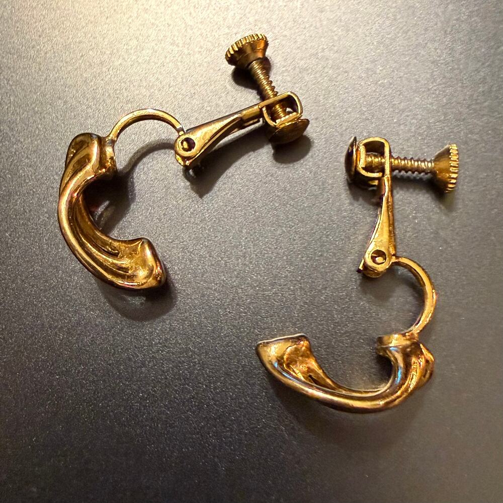 Vintage 1980s Napier Gold Plated Clip On Screw Back Earrings - Picture 6 of 7